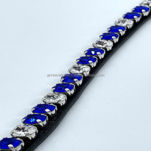 Banda para la frente de cuero con forma de onda, cristales OUND de cristal de diamante mega Bling para brida en full COB a precio al por mayor - Product Image 5
