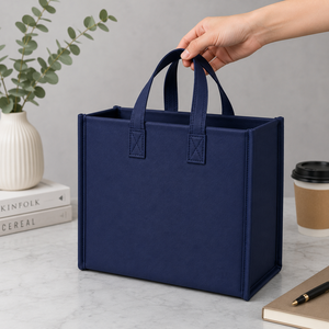Sac fourre-tout en feutre non tissé en polyester avec logo personnalisé, ouverture supérieure, réutilisable, sac promotionnel, sac de shopping, vente en gros - Product Image 6