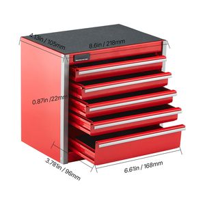 Cassetta Portautensili Portatile in Metallo Resistente da 8,6 Pollici con 5 Cassetti, Rivestimenti Interni e Piedini in PP, Armadietto Portautensili di Qualità - Product Image 4