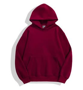 Unisex <b>Navy</b> Blue Hooded <b>Sweatshirt</b> Oversized Fit Solid Color Cotton Fleece Casual Winter Wear Pocket Design Anti-Shrink Acid - Product Image 2