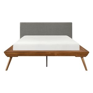 Letto Imbottito in Legno Grigio Scuro con Finitura Castagna, 1 Pezzo, con Testiera e Finitura Castagna - Product Image 6