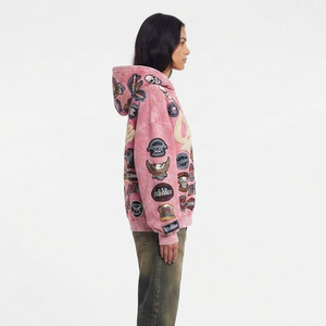 Sweat à capuche oversize en polaire pour femme, personnalisable avec logo, style streetwear épais, à épaules tombantes - Product Image 5