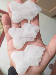 Vente en gros d'agate de jade blanche naturelle de qualité supérieure Contour fait main cristal Gua Sha massage ergonomique du visage peau sculptée amour - Product Image 3