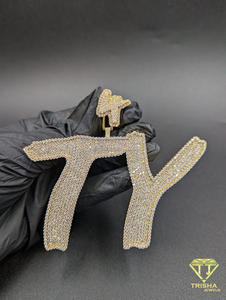 Moissanite Diamond Iced Out TY Letter <b>Pendant</b> Hip Hop Custom <b>Initial</b> Chain Luxury Bling Jewelry Gift - Product Image 1