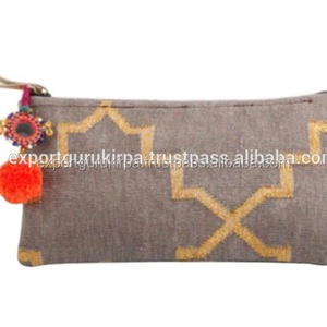 Geometric Pattern Soft Canvas Evening Party Clutch Bag for Women Eco-friendly Material Wholesale From India - Product Image 3