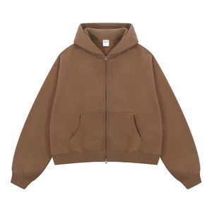 Sudadera Unisex Oversize con Cuello Alto y Cremallera, Forro Gris Azulado, Estilo Casual Urbano, Ropa de Otoño, 100% Algodón Felpa - Product Image 2