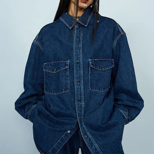 Fashion Trend Men's Denim Shirt - Streetwear Oversized Jean <b>Jacket</b> Shirt with Distressed Detail - Product Image 3