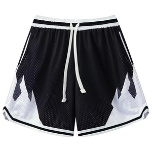 กางเกงบาสเก็ตบอลชายผ้าตาข่าย มีกระเป๋าข้าง เอวยางยืด มีเชือกผูก  รับสกรีนโลโก้แบบซับลิเมชั่น พิมพ์ลาย 3 มิติ  รับผลิตแบบ OEM ODM - Product Image 3