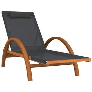 Tumbona de álamo de madera maciza con almohada de textileno gris Muebles de relajación al aire libre Premium - Product Image 2