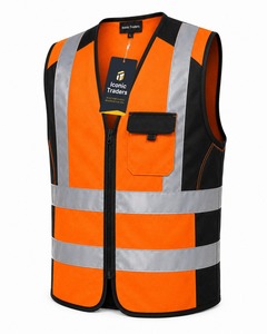 Gilet de sécurité en maille polyester respirant, imperméable, à séchage rapide, personnalisable, multicolore, haute visibilité, réfléchissant, avec fermeture éclair – Vente en gros - Product Image 5