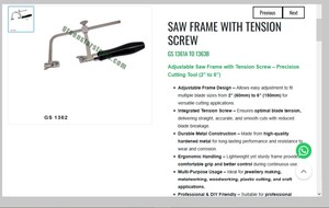 Marco de sierra ajustable con tornillo de tensión, herramienta de corte para joyería, herramienta manual para trabajar metal y madera | N.° de artículo GS-1361A - Product Image 3