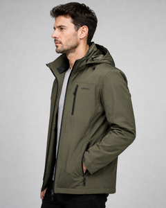 Force 2 Win Men's Red Windproof Jacket with Zipper Closure Pockets Casual Winter Wear Corduroy Fabric Quick Dry & Eco-Friendly - Product Image 3