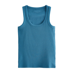 Tops de Tirantes Acanalados para Mujer de la Mejor Calidad, Color Azul Moderno, Cuello Redondo, Antiencogimiento, Personalizados para Gimnasio y Entrenamiento - Product Image 1