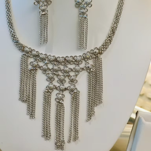 Latest Indian Gold Plated Floral Necklace Earring Set Zircon Stones for Women's Trendy Engagement Wedding <b>Jewelry</b> Third Party - Product Image 1