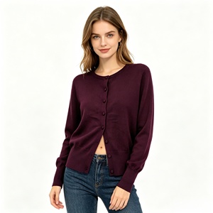 Women 100% Pure Wool Knitted <b>Cardigan</b> <b>Sweater</b> Casual Button Up Long Sleeve for Daily & Office - Product Image 4
