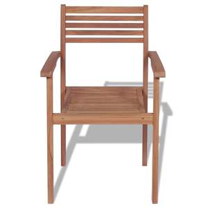 Ensemble de 2 chaises empilables en teck massif, bois naturel chaud, taille moyenne - Product Image 4