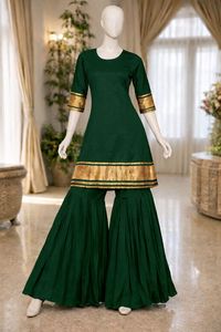 Ensemble de costume en soie pure rouge avec dupatta - Product Image 3