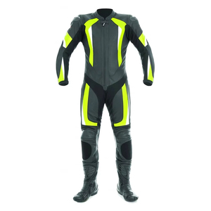 Combinaison de moto en cuir pour homme, manches longues, coupe-vent, color-block, toutes saisons - Product Image 3