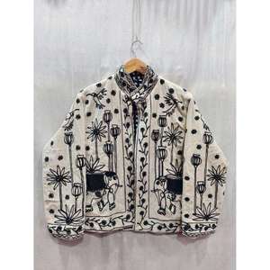 Premium Vintage Embroidered Floral <b>Velvet</b> Suzani Jacket With Stand Collar Boho Full Sleeve Prairie Chic Women's Spring Outerwear - Product Image 1