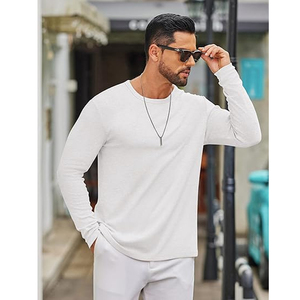 Camisetas de Lujo de Manga Larga de Algodón Doble Mercerizado Lisas a Precio de Fábrica, Colores Sólidos, Poliéster/Algodón de Alta Calidad para Gimnasio y Deportes - Product Image 4