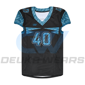 Jersey de Fútbol Americano Sublimado con Diseño de Logotipo Personalizado OEM, 12 Paneles, Manga Corta, Cuello en V, 100% Poliéster Malla, Verano - Product Image 4