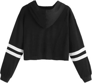 Women's <b>Femboy</b> <b>Clothes</b> Color Block Long Sleeve Crop Top Hoodie - Product Image 2