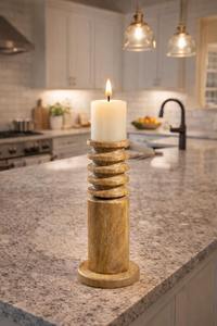 Portavelas de Madera Hecho a Mano, Portavelas de Madera de Mango para Comedor y Mesa de Centro - Product Image 4