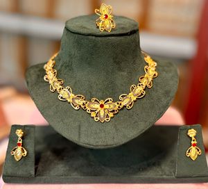 24K <b>Gold</b> Plated Stainless Steel Vintage Comoros Mayotte <b>Set</b> USA France Necklace Earrings <b>Bangles</b> Fashion Gift Him Her - Product Image 6