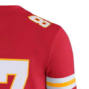 Red American Football Jersey V-Neck Short Sleeve Number 87 Screen Printing Moisture Wicking for Men - Product Image 5