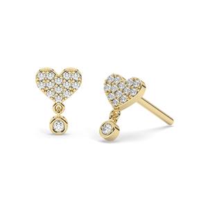 Boucles d'oreilles de luxe en or massif 14K, motif cœur serti de diamants micro-pavé, cadeau élégant pour fête de remise de diplôme - Product Image 3
