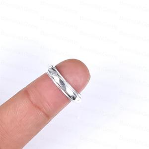 925 Sterling Silver Plated Hammered <b>Spinner</b> Textured Meditation Band Fidget Anxiety <b>Ring</b> Minimalist Unisex <b>Ring</b> Wholesale Gift - Product Image 3
