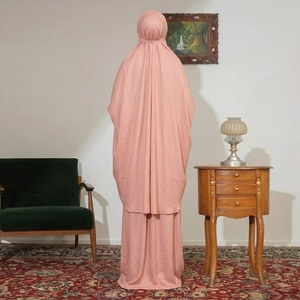 Conjunto de oración musulmán para mujer de rayón premium, suave y transpirable, color rosa polvoriento, mukena, abaya islámica, vestido de dos piezas, ropa de solat para mujer - Product Image 3