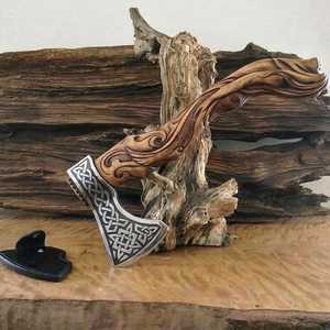 Hacha Vikinga Hecha a Mano, Acero con Alto Contenido de Carbono, Herramienta de Camping, Funda de Cuero, Forjada a Mano, Hacha Personalizada, Regalo, Garantía de 3 Años - Product Image 3