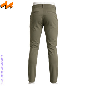Pantalones Chinos Casuales para Hombre, Color Sólido, Corte Recto Ajustado, Cintura Media, Spandex/Algodón, Transpirables, Protección UV, Cierre de Botón, Uso Diario - Product Image 3