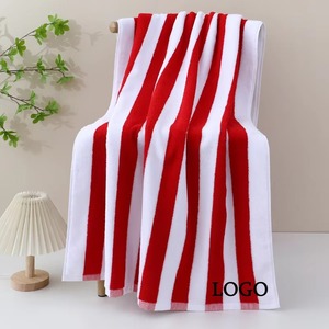 Toalla de Playa de Algodón a Rayas Roja y Blanca de Secado Rápido, Teñida con Hilo, Rectangular, Moderna, para Uso Adulto, Proveedor, Mejor Precio, Precio Económico - Product Image 5