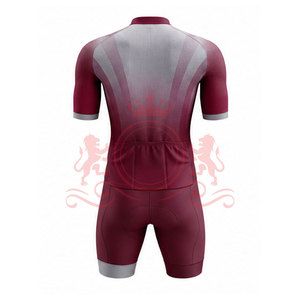 Ensemble maillot et short de cyclisme pour homme, bordeaux avec accents gris, design sans coutures pour adultes - Product Image 3