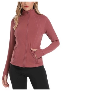 Women Fitness Yoga <b>Jacket</b> Skinny Front Zip Long Sleeve Breathable <b>Workout</b> Gym Running Training - Product Image 6