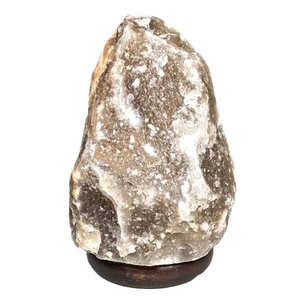 OEM Premium Quality 100% Natural Hand Crafted Gray Himalayan Crystal Salt Lamp With Wooden Base Grey Salt Lamp - Product Image 5