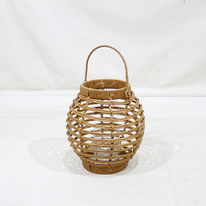 Handmade PE <b>Rattan</b> Round <b>Lantern</b> Candle Holder with Glass Insert Portable Home Decoration - Product Image 5