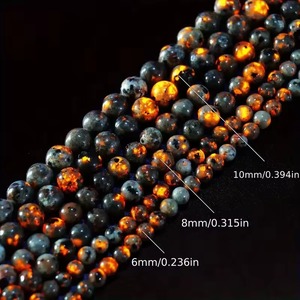 Wholesale 4 6 8 10 12mm Natural Flame Stone Beads Natural Yooperlite Stone Round Loose Beads for <b>Necklace</b> Bracelet Making - Product Image 1