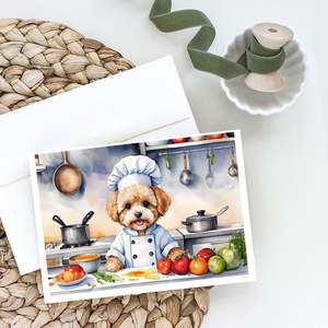 Maltipoo le chef Cartes de vœux A7 fantaisistes Lot de 8 cartes vierges avec enveloppes Taille 5x7 - Product Image 2
