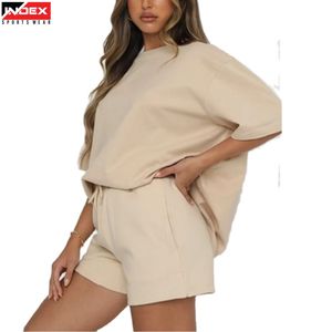 Ensemble décontracté pour femmes, t-shirt et short, tissu en coton respirant, design confortable, parfait pour l'été - Product Image 1