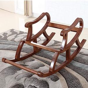 Sheesham Wood Rocking Chair – Handcrafted Solid Wood Armrest Rocker with <b>Cushioned</b> Seat & <b>Back</b>, Pillow Included, Lounge Chair - Product Image 3