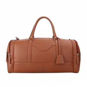Sac de voyage décontracté pour homme en cuir véritable, grande capacité, léger, avec fermeture éclair, pour week-end, sport, nuitée, bagage à main - Product Image 1