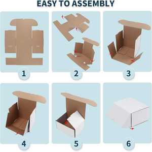 Boîtes d'expédition personnalisées avec logo 6x6x2, boîte à courrier en carton ondulé blanc pour l'emballage, le stockage et l'expédition des petites entreprises - Product Image 3