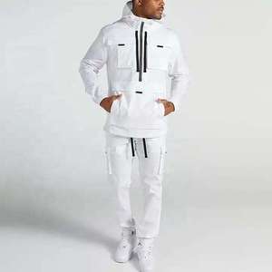 Custom Men's <b>White</b> Windbreaker <b>Jacket</b> Hooded <b>Waterproof</b> Lightweight Multi-Pocket Outdoor Anorak Streetwear Techwear Windcoat - Product Image 3