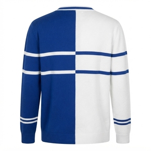 <b>Custom</b> Blue White Sorority V Neck Cardigan Sweater Women Knitwear Greek Letter Varsity Striped Button Front Logo Embroidery - Product Image 2