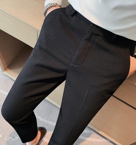 Men's Slim Fit Skinny 2024 Korean Suit Pants 100% Cotton Casual High Waist Lightweight Wholesale <b>Work</b> <b>Cargo</b> Formal Pants - Product Image 3