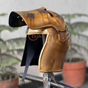 Casque médiéval Barbuta à visière - Armure de chevalier en acier de calibre 18, portable pour reconstitutions historiques, costumes, exposition - Product Image 6