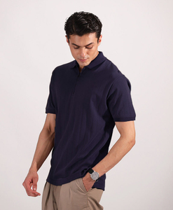Polo de Algodón Azul Marino para Hombre, Manga Corta, Corte Regular, Color Sólido Informal, Tejido de Punto Transpirable - Product Image 5